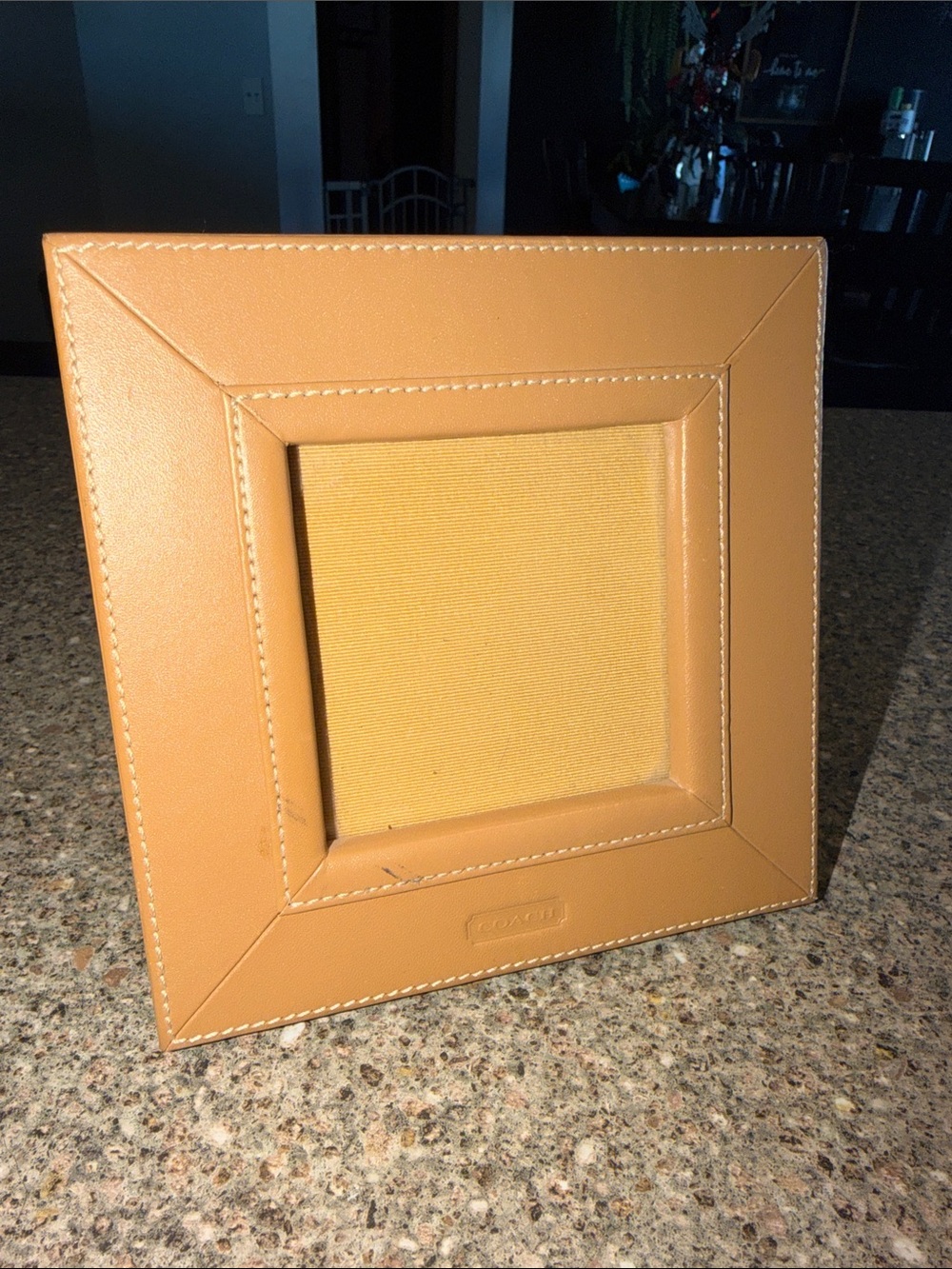 Coach Tan Leather Square Picture Frame